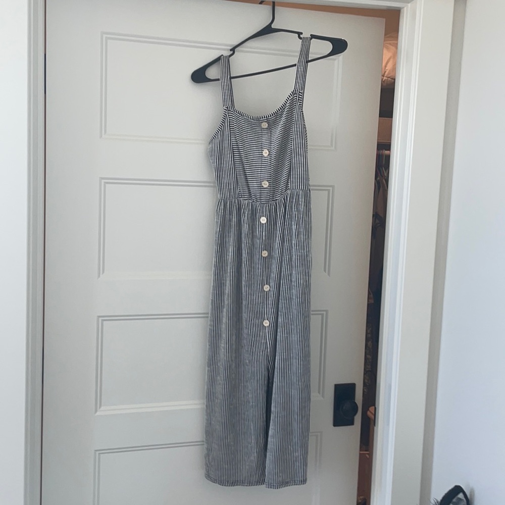 caution to the wind black and white striped dress